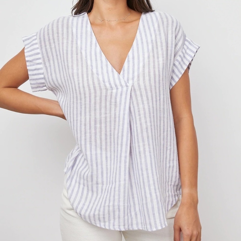 Rails “Nala” Striped Blouse • Blue Iris Vertical Stripe - Picture 2 of 6